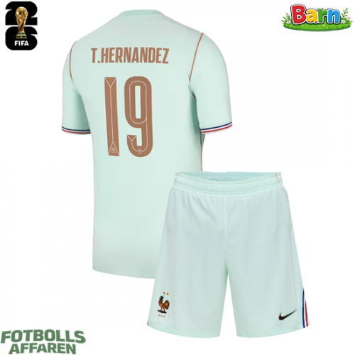 Frankrike Theo Hernandez #19 Bortaställ Barn VM 2026 Kortärmad (+ Korta byxor)